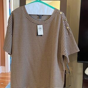 LAUREN RALPH LAUREN: Houndstooth Double-Knit Jacquard Top Size 2x BRAND NEW